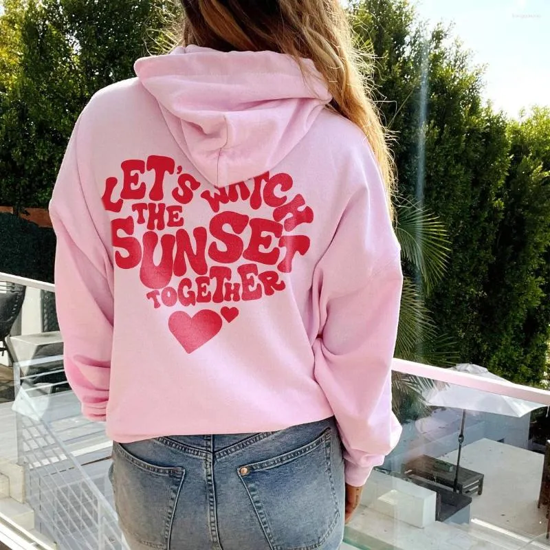 Damen-Kapuzenpullover „Let's Watch The Sunset“-Hoodie für Damen, Kapuzenpullover, Sweatshirts, Pullover, ästhetisch, Unisex, Grafik, reine Baumwolle, Top, Pullover, lässig