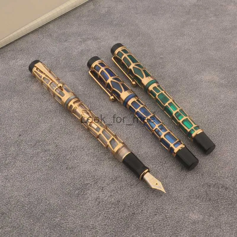 Fountain Penns Jinhao 100 Fountain Pen Calligraphy Hollow Out Pen Spin Golden EF F M NIB Business Office School Supplies Ink Penn HKD230904