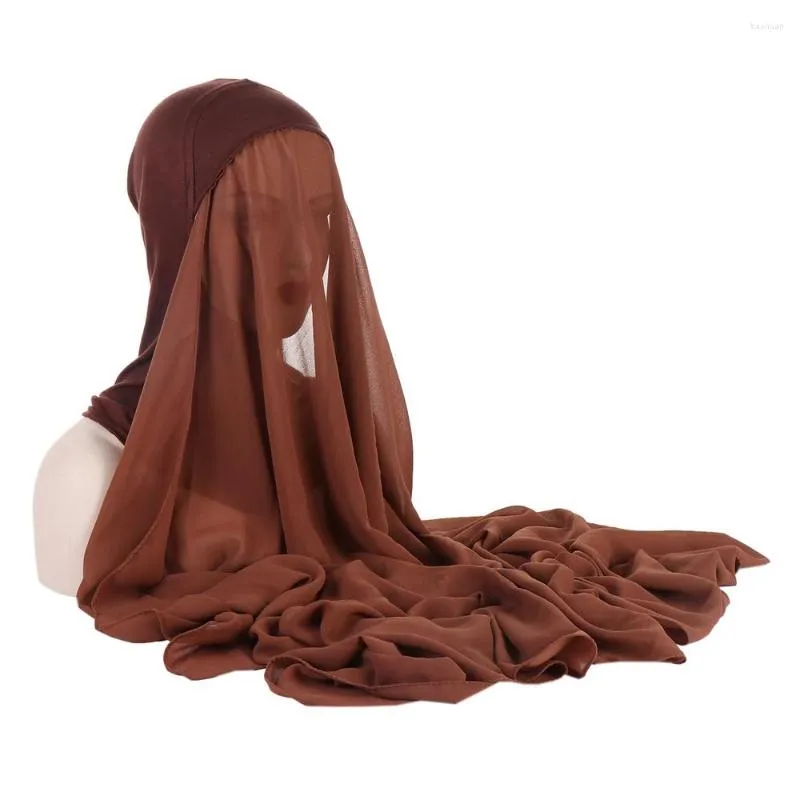 Abbigliamento etnico 180X75 CM Hijab istantaneo musulmano Fascia interna Donna Cap Cofano Scialle lungo con Jersey Solid Modale Underscarf Copricollo
