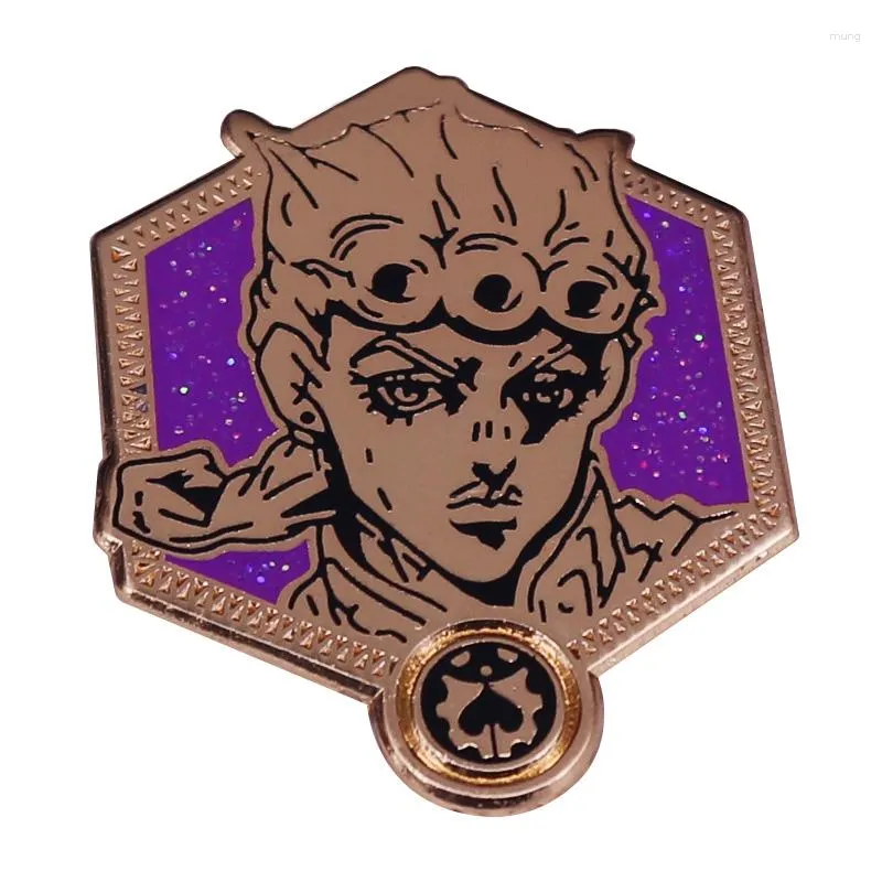 Broches aventure Bizarre, Badge doré Giorno Giovanna, amoureux de l'anime japonais, merveilleuses vestes, décor de sac à dos