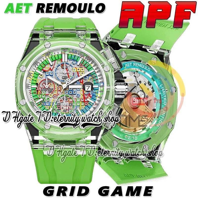 APF AET Artist Grid Game Cal.3126 A3126 Automatische chronograaf Herenhorloge Kristallen kast Pixel Game Graphics Dial Stick Markers Rubber Super Edition eternity horloges