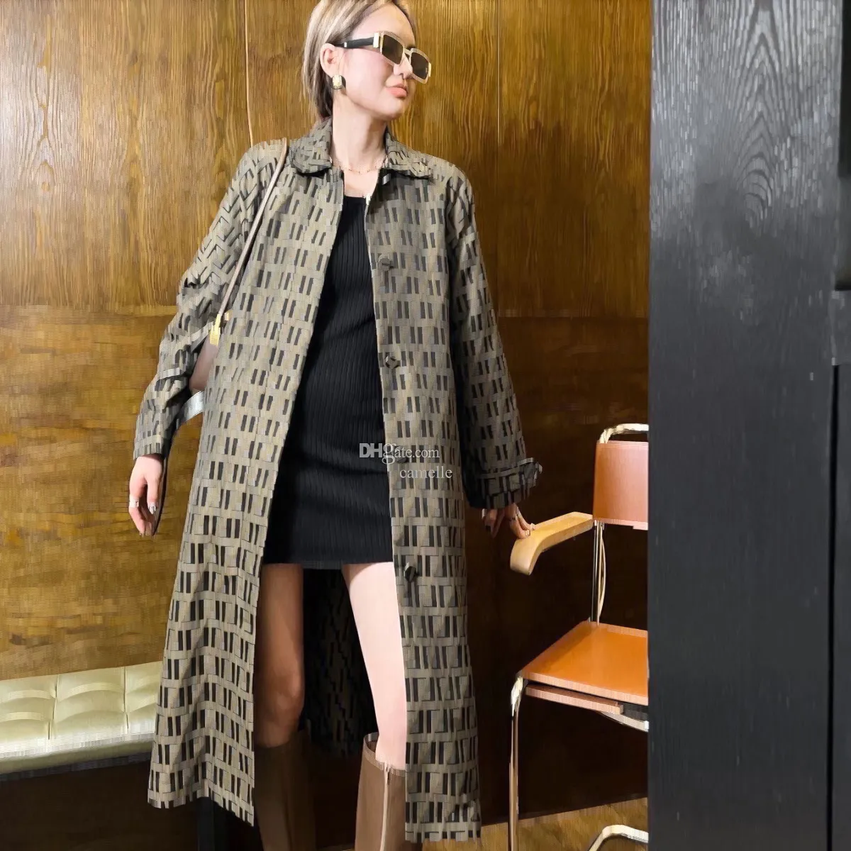 F i Endi Designer Luksusowy damski płaszcz Kobiety Kurtki wiatrówki luźne płaszcz żeńskie zwykłe długie okopy płaszcze