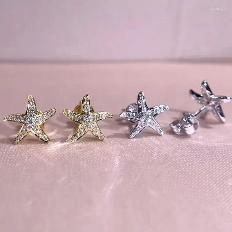 Huitan – boucles d'oreilles en forme d'étoile de mer brillante, accessoires délicats pour filles, usage quotidien, bijoux polyvalents pour femmes, 2023
