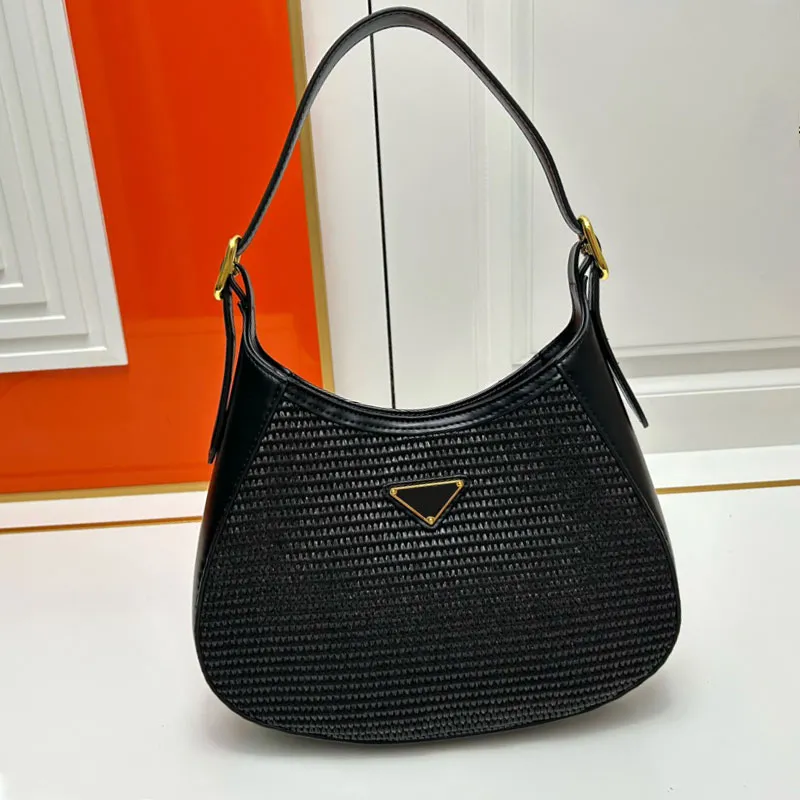 Bolsa de ombro feminina palha axilas sacos moda couro design bolsas bolsa alça de ombro ajustável sacos de noite