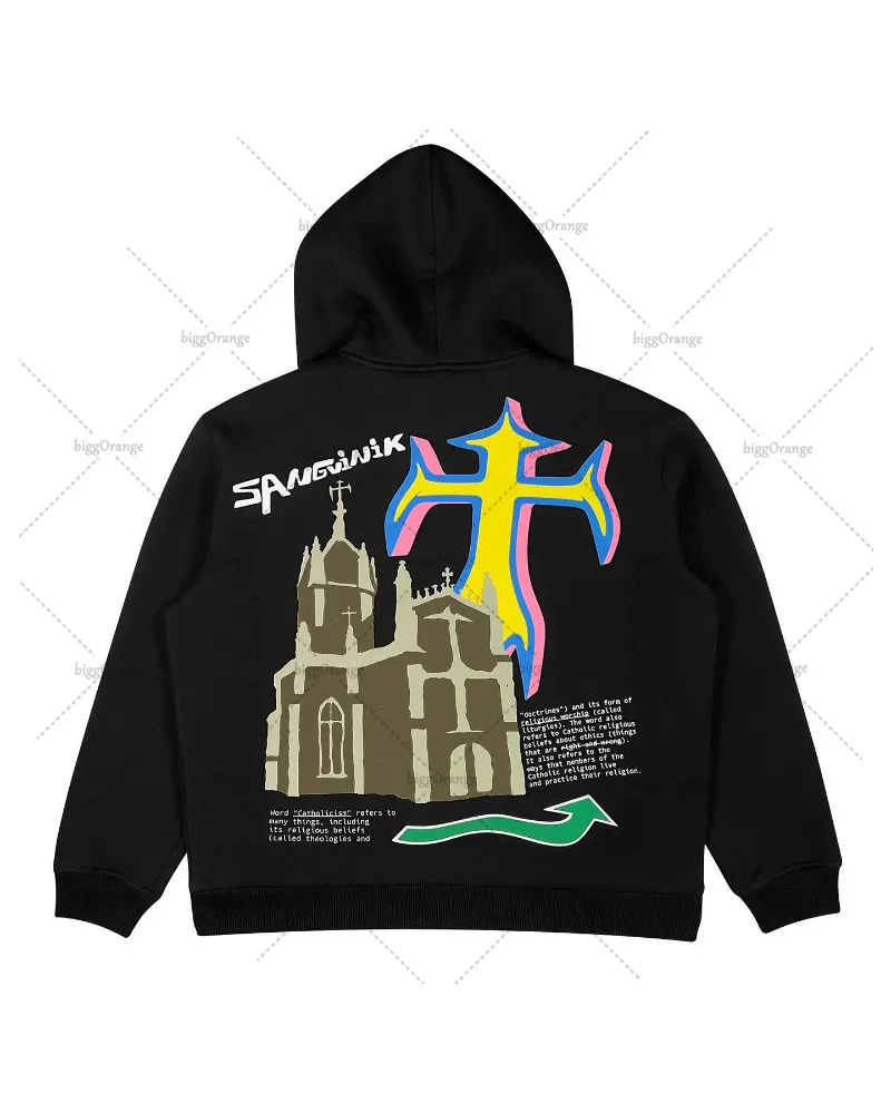 Retro Gothic Star Printed Hoodies for Men Y2K Streetwear with a Touch of Punk