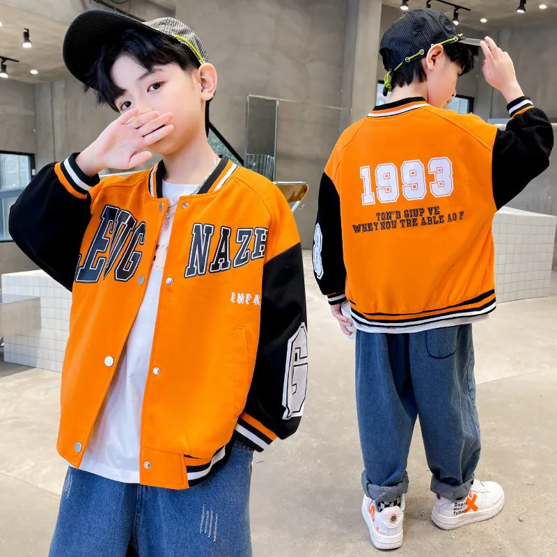 Boys Letter Print Baseball Jacket 414Y, Spring/Autumn Sports