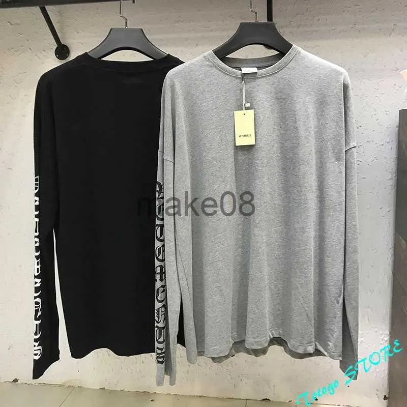 Sweats à capuche pour hommes Sweatshirts surdimensionnés Police gothique Vetements T-shirt à manches longues Hommes Femmes 11 Coton Brodé Top Tee Noir Gris VTM T-shirts J230904