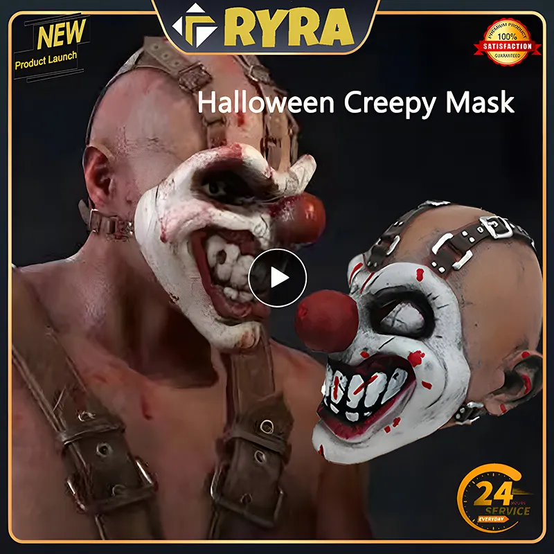 Máscaras de festa Halloween assustador máscara realista aparência emulsão palhaço oneeyed joker facepiece cosplay assassino headgear traje adereços 230901