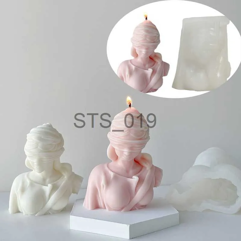 Other Health Beauty Items Greek Statue of Justice Candle Silicone Mold Masked Girl Statue Plaster Decorative Ornaments Candle Production Supplies x0904