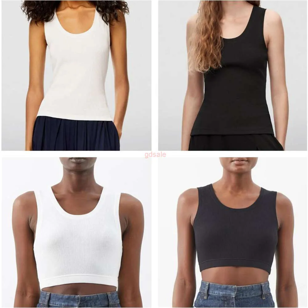 Dames tanktops Camis Anagram-geborduurde tanktop van katoenmix Shorts loeweery Designer vest Yogapak Gebreid Fitness Sportbeha Mini Femme Cropped Dames T-shirts Tops