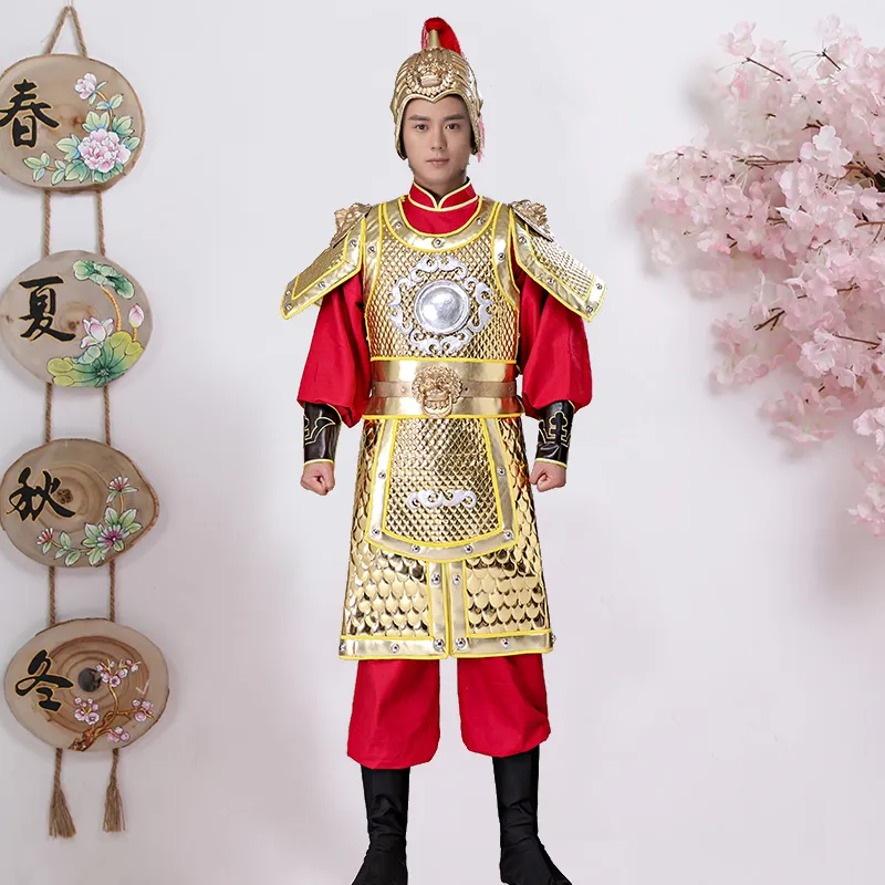 Han Tang Song Ming Dynastie Hommes Armure Militaire Ancienne Chine Generaux Costume Performance Tenue Noir Rouge Dore Armure Cape 12 417 DHgate