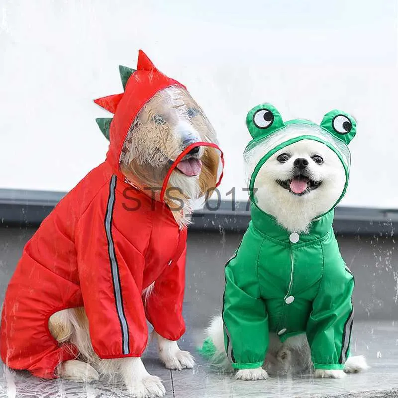 Hondenkleding Mode 3D Dinosaurus Kikkerstijl Regenjassen Hond Waterdichte kleding voor kleine, middelgrote grote honden Regenjas Mopshond Teddy Corgi et x0904