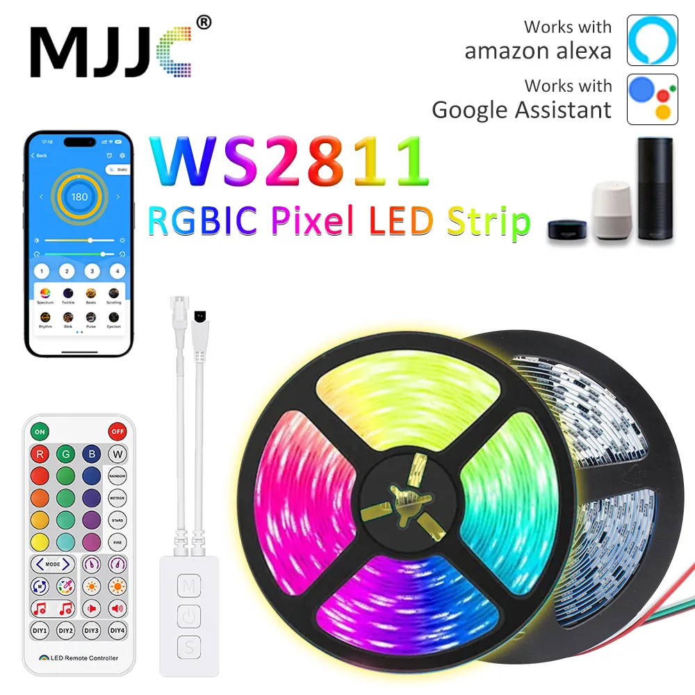 24V RGBIC AT Yarışı LED Şerit Işığı 5050 WS2811 5M 10M 15M Adreslenebilir RGB Bant lambası Fairynest WiFi App Alexa Ses Kontrolü