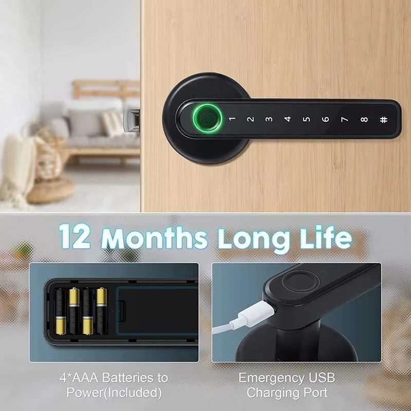 Door Locks 2X Fingerprint Smart Door Lock Door Knob With Keypad Keyless Entry Door Lock With Handle For Home Hotel Office Apartment HKD230903