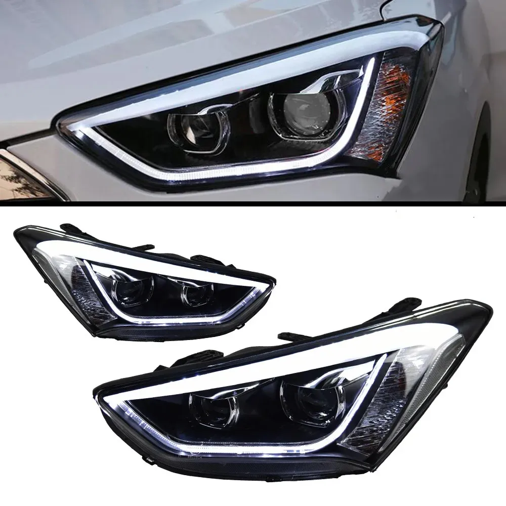 Fari anteriori a LED per Hyundai Santafe ix45 2013-20 15 LED indicatori di direzione dinamici Luci di marcia Fari anteriori