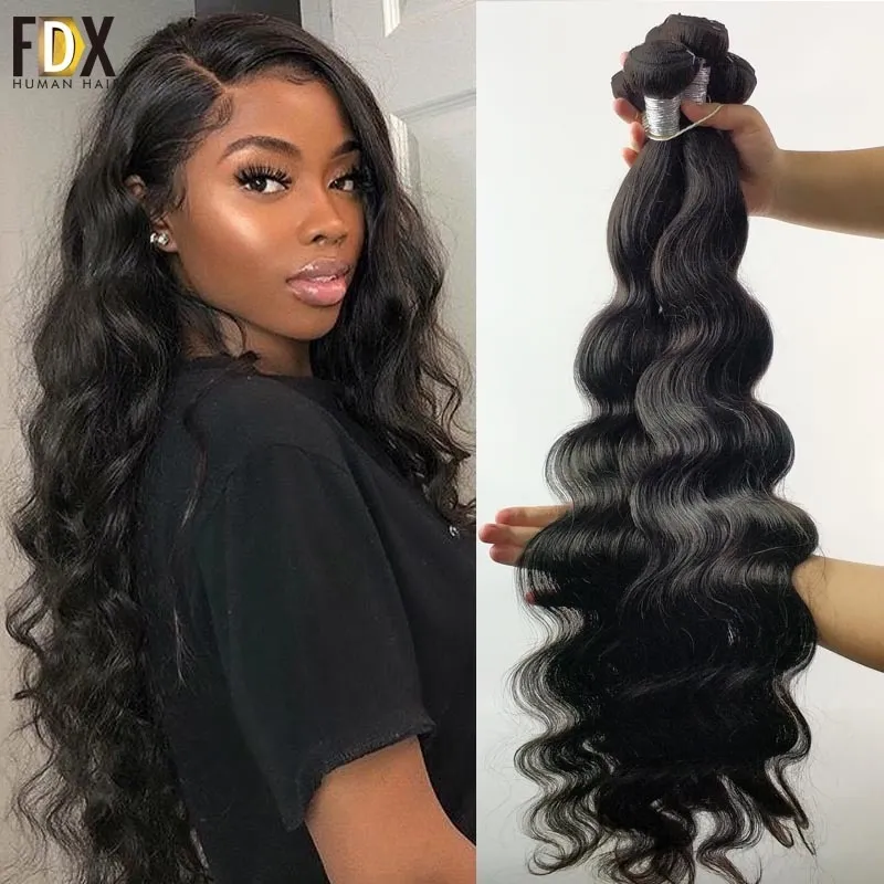 Kanten pruiken FDX Body Wave-bundels 30 32 34 36 38 40 inch bundels Bundels van 100% echt haar Topkwaliteit Braziliaanse haarweefselbundels Remy-haar 230901