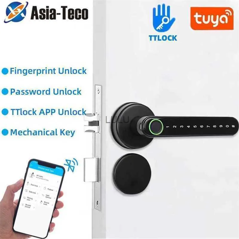 Serrature per porte TTLock APP Smart Fingerprint Lock codice password Bluetooth Blocco biometrico delle impronte digitali Maniglia elettronica HKD230904