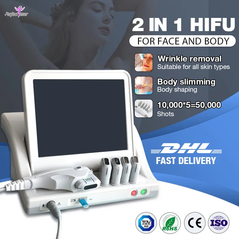 HIFU – Machine amincissante à ultrasons focalisés de haute intensité, Lifting du visage, façonnage du corps, dispositif de beauté Anti-rides avec 5 cartouches