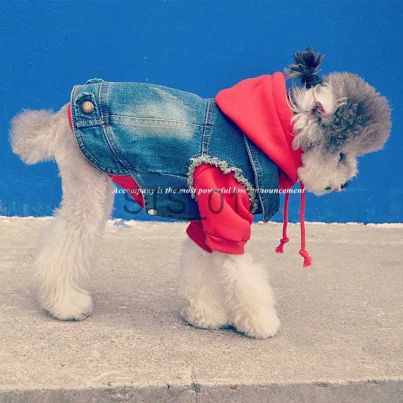 Abbigliamento per cani Primavera Denim Gilet per cani Shih Tzu Vestiti per cani di piccola taglia Yorkshire Terrier Puppy Jeans e per Chihuahua Abbigliamento Vestiti per gatti x0904