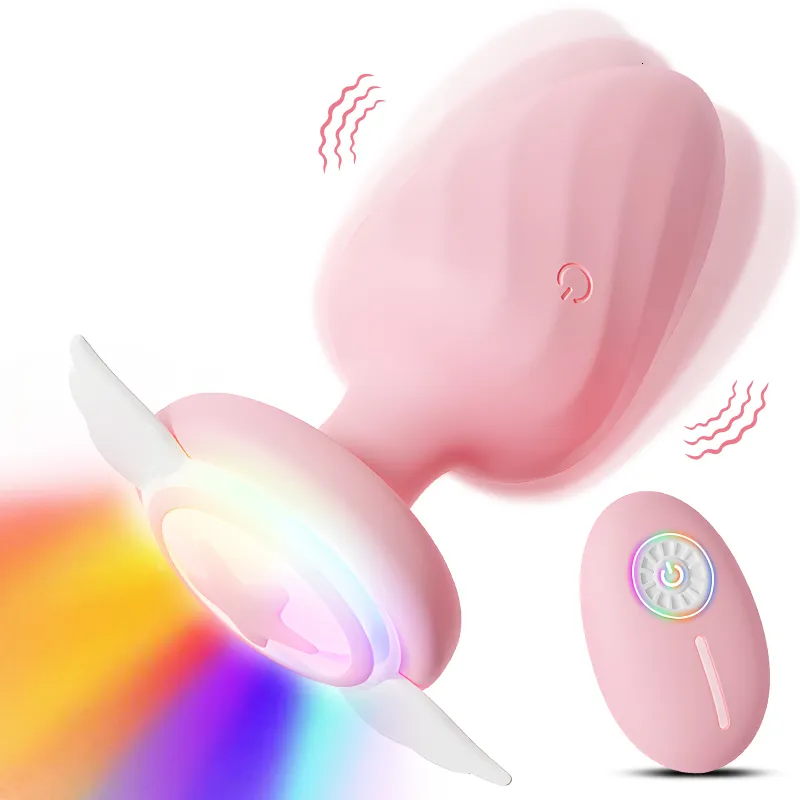 Vibrators Vleugels Plug Anale Butt Pluggen LED Licht Vibrator Voor Vrouwen Mannen Buttplug Afstandsbediening Mannelijke Prostaat Massager Seksspeeltjes Volwassen 230904