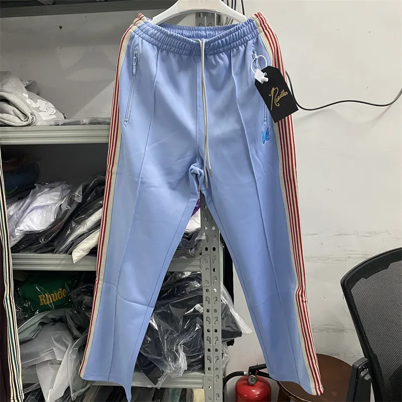 Mens Pants Blue Needles Men Women Quality Track Colorful Embroidered Butterfly Sweatpants AWGE Trousers 230904