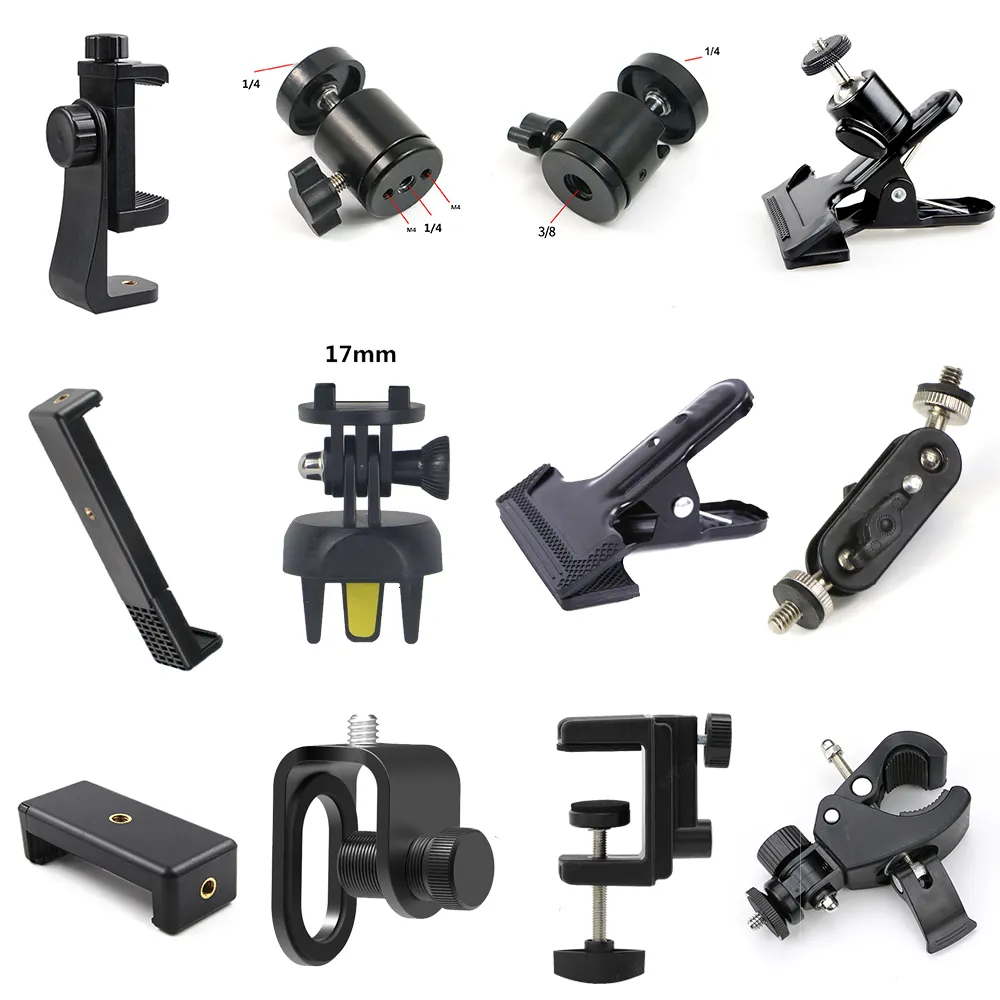 Tripods Tablet Stand Braket Halkası Hafif Top Kafa Tripod Aksesuarları Pogerografi LED selfie lamba telefon klibi yedek parçalar aksesuar 230904