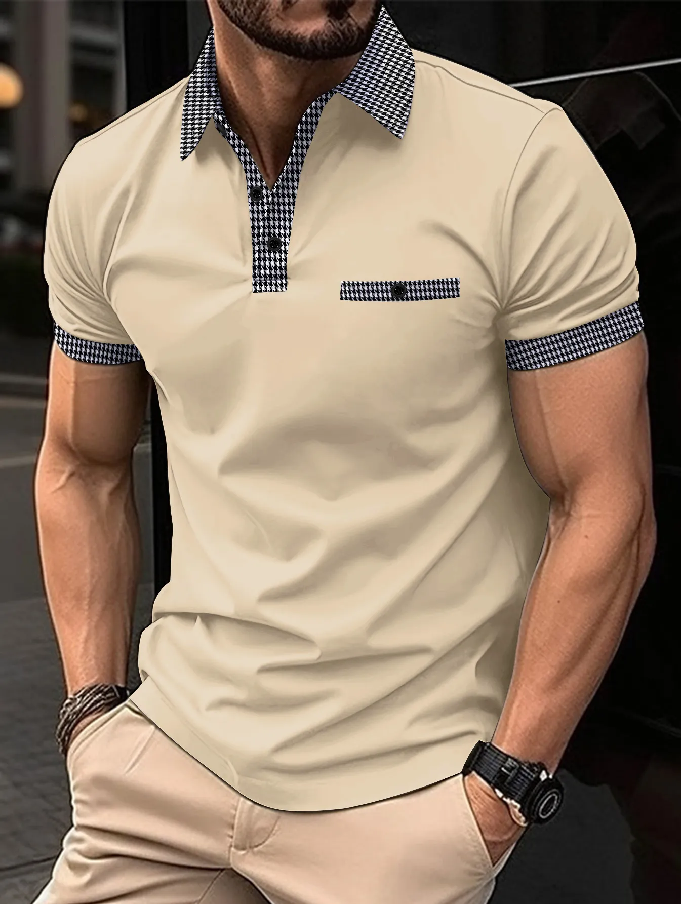 Men's Polos Summer Khaki Casual ShortSleeved Polo Shirt Office Fashion Lapel TShirt Breathable Clothing 230901