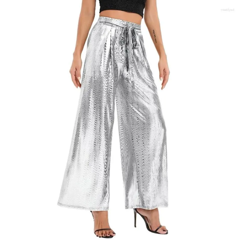 Women's Pants 2023 Pit Strip Wide-leg High Waist Sequin Casual