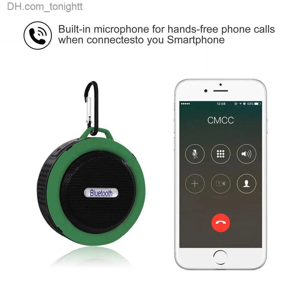 Портативные колонки Водонепроницаемая Bluetooth-колонка для душа Черная  милая беспроводная звуковая коробка для ванной комнаты на открытом воздухе  с ...