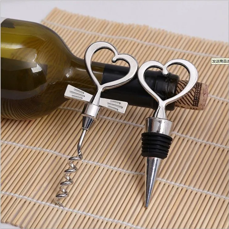 Novelty Great Combination Wedding Favors  Bottle Stopper & Wine bottle Opener Metal corkscrew luxury packaging