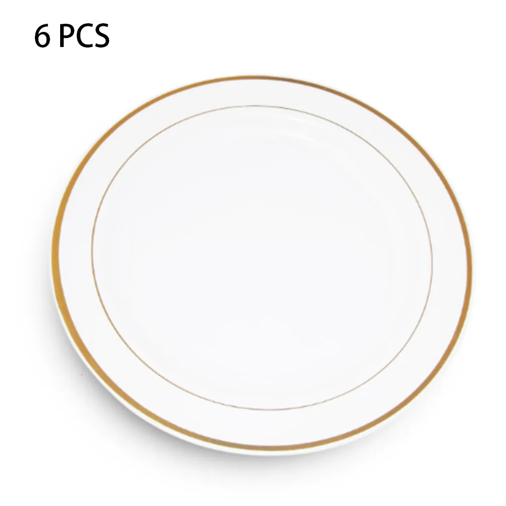 Diskplattor 6st Imitation Ceramic Charger Dish Home Nordic Holiday Round Kitchen Dessert Wedding Party Sallad Tabellery Dinner Plate Fruit 230901