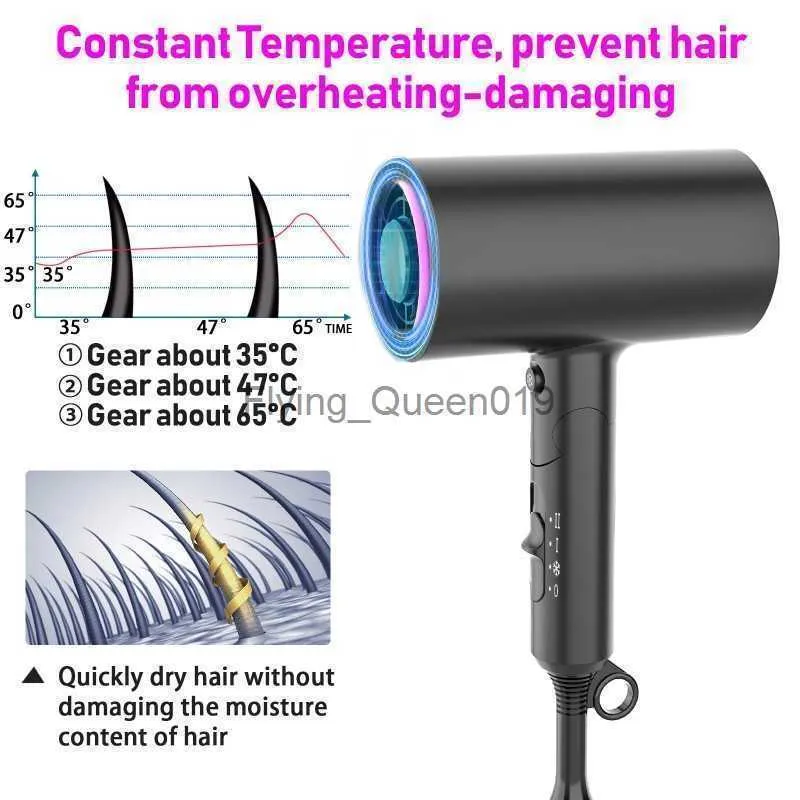 Sèche-cheveux électrique 1800W froid et chaud vent fort puissant ion négatif pliant Portable marteau diffuseur HKD230903