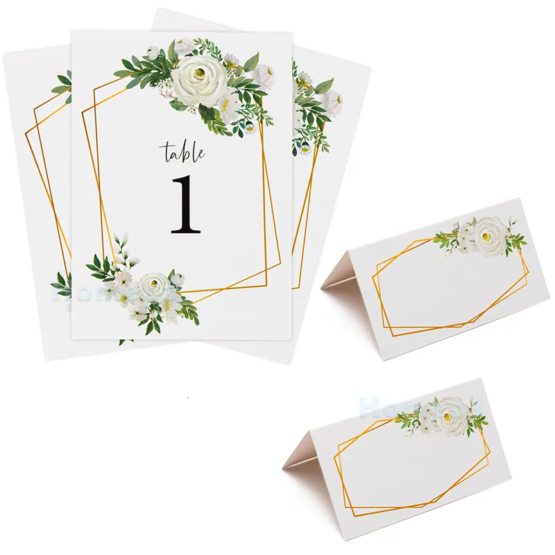 Other Event Party Supplies 75Pcsset Greenery Eucalyptus Design Table Numbers 125 50 Place Cards Blank Name Card Wedding Decoration for Guests 230901