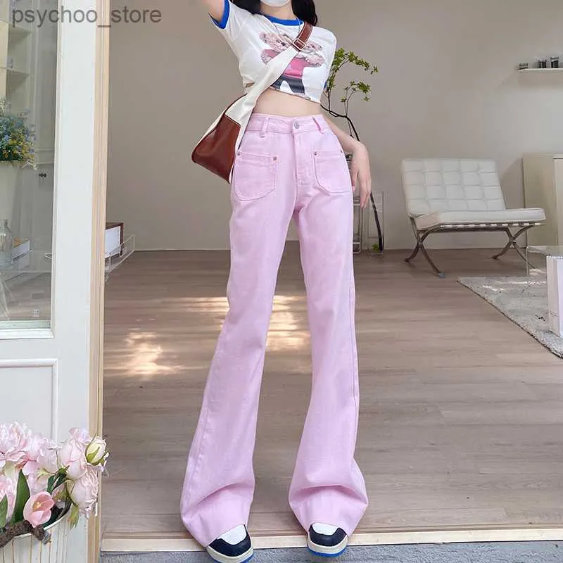 Damesjeans Roze Flared Jeans Dames Japans Schattig Baggy Boyfriend Volledige lengte Vintage denim broek 2022 Nieuwe lange vrouwelijke broek Y2K Q230904