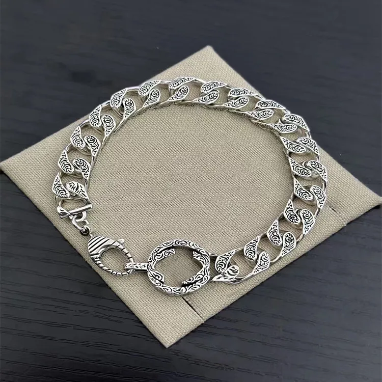 Modedesigner 925 Silverarmband för kvinnor Herrens vintage kubansk kedja G Läsande armband Luxury Party Jewelry Gift