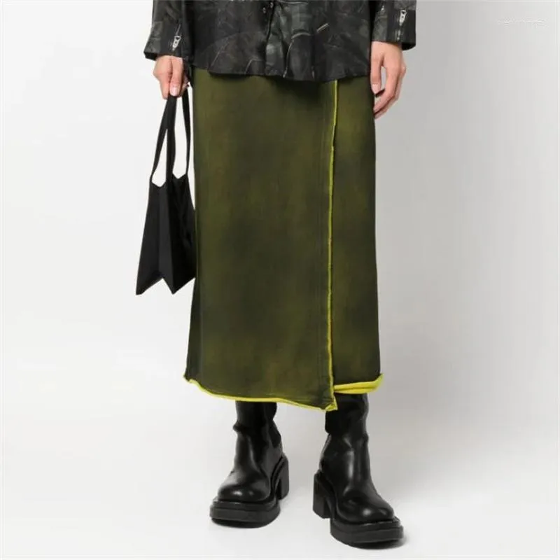 Gonne Gonna da donna 2023 Autunno Moda coreana Vintage tinto con coulisse Mezza serie Colletto in piedi Cappotto a maniche lunghe Stile Y2k