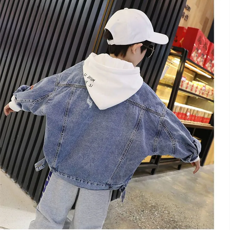 Jackets Teenage Boys Denim Jackets Korean Style Loose Fit Spring