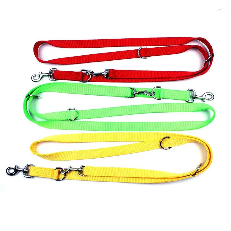 Dog Collars Nylon Double Buckle Leash For Two Dogs Pet Traction Rope Leashes One Drag Chain Lead Daily Walking Training Belt