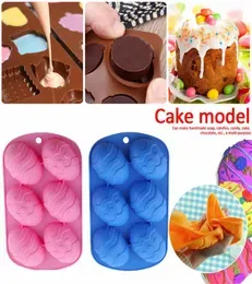 6 Cavity Easter Egg Shape Baking Moulds Tray Silicone Mold Dessert Silicone Cake Chocolate Baking Molds Bakeware Accessories4552665