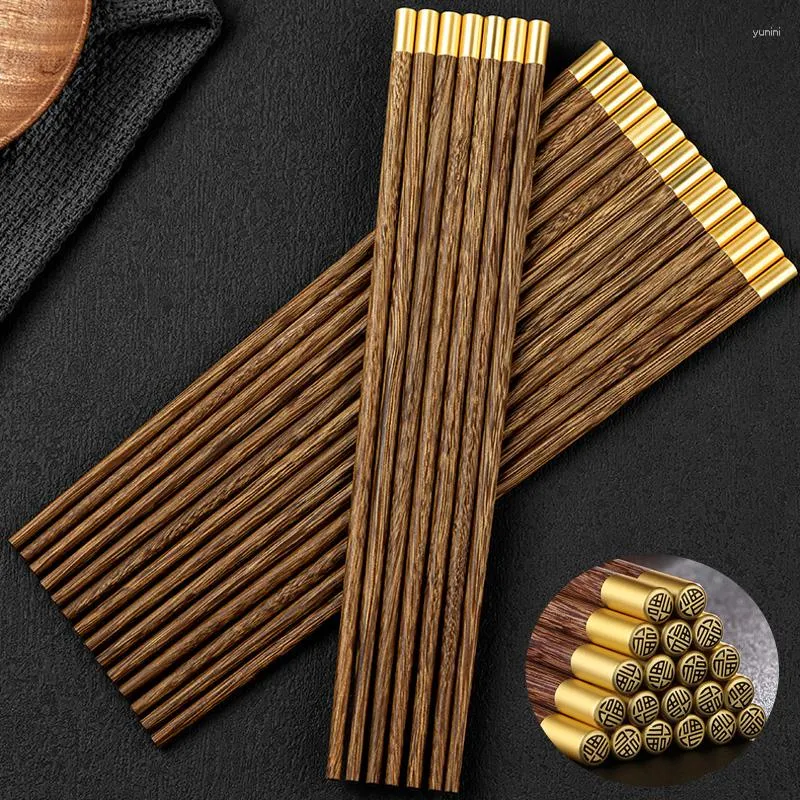 Pauzinhos 10 pares conjunto de madeira longo chinês japonês sushi varas reutilizáveis pauzinho madeira chop stick talheres