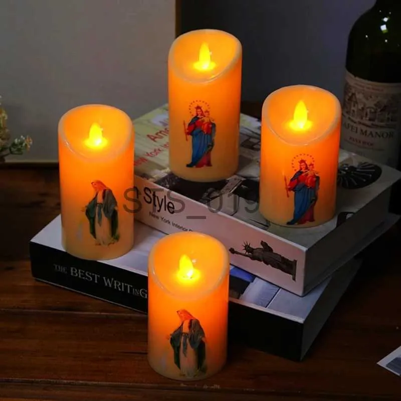 Inne przedmioty dla zdrowia Jezus Chrystus Electronic Candle Świeca Modlitwa chrześcijańska bar do pokoju jogi dla katolickiego wierzącego święta ornament x0904