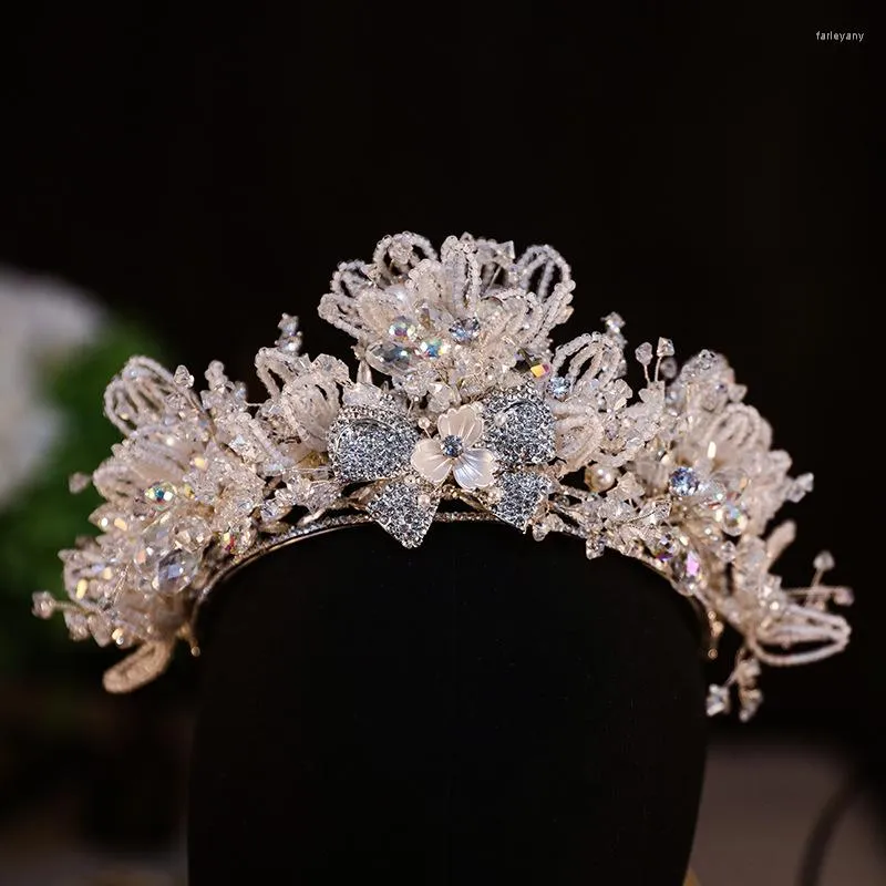 Haarspangen, handgefertigt, Braut-Tiara, Strass-Perlen, Hochzeitskrone, Zubehör, Luxus-Diadem, Kopfschmuck, Stirnband, Festzug, Kopfbedeckung, Schmuck