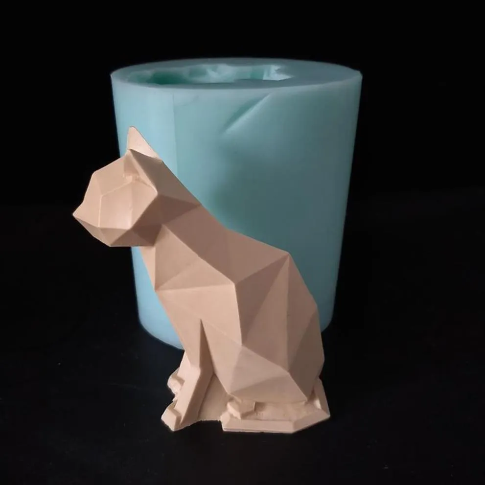 Stampi da forno 3D Animale Gatto Geometria Gattino Cemento Stampo per cemento Aroma Pietra Manuale Fai da te Silicone Candle206r