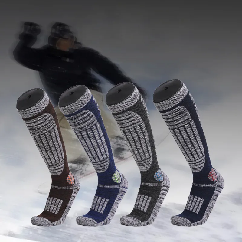 Chaussettes de sport Chaussettes de ski en laine mérinos Sports d'hiver Snowboard Cyclisme Randonnée Ski Bas Hommes Femmes Genou Haute Chaussette Thermique 230904