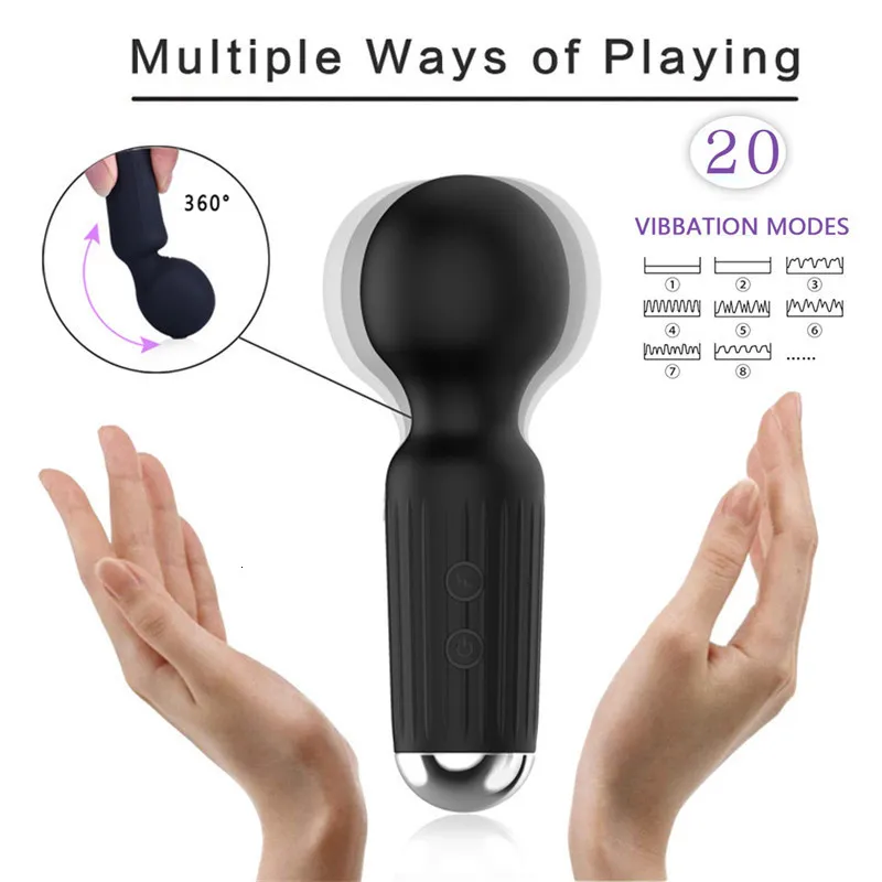 Vibradores 20 Modos Forte Motor Mini AV Wand Pequeno Portátil Sticks G Spot Clitoral Estimulador Feminino Masturbador Adulto Brinquedos Sexuais 230904