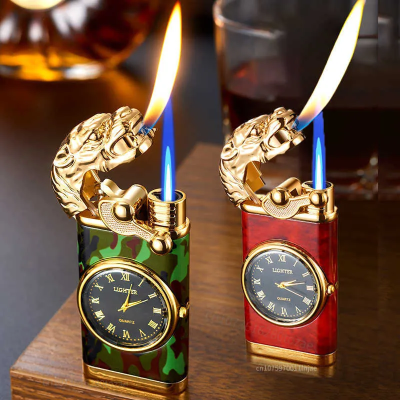 Crocodile Inflatable Lighter Watch Creative Blue Flame Rocker Watch ...