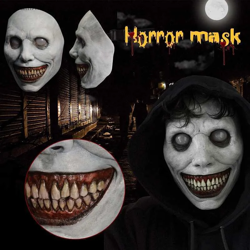 Maski imprezowe maski demon halloween postać ubij horror gumowe maski cosplay rekwizyty egzorcystyczne Białe oczy Demon HEUBEARS Maski T230905