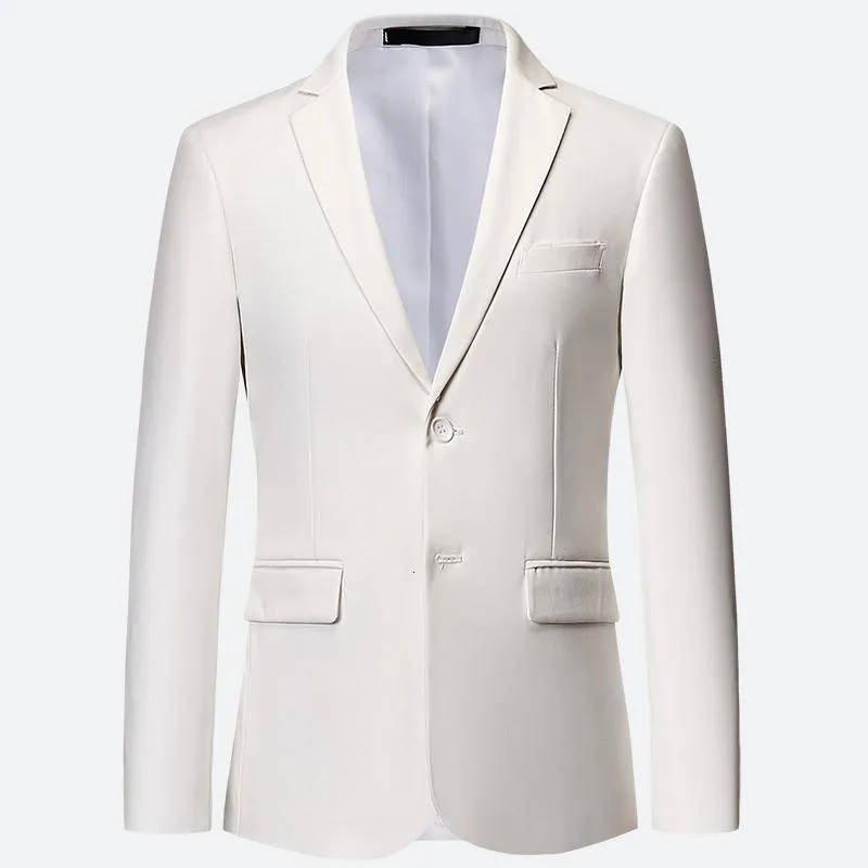 Мужские костюмы Пиджаки больших размеров 6XL 5XL Однотонные белые официальные куртки Два куска с длинным рукавом Корейский костюм Офисная одежда Свадебный пиджак 230904