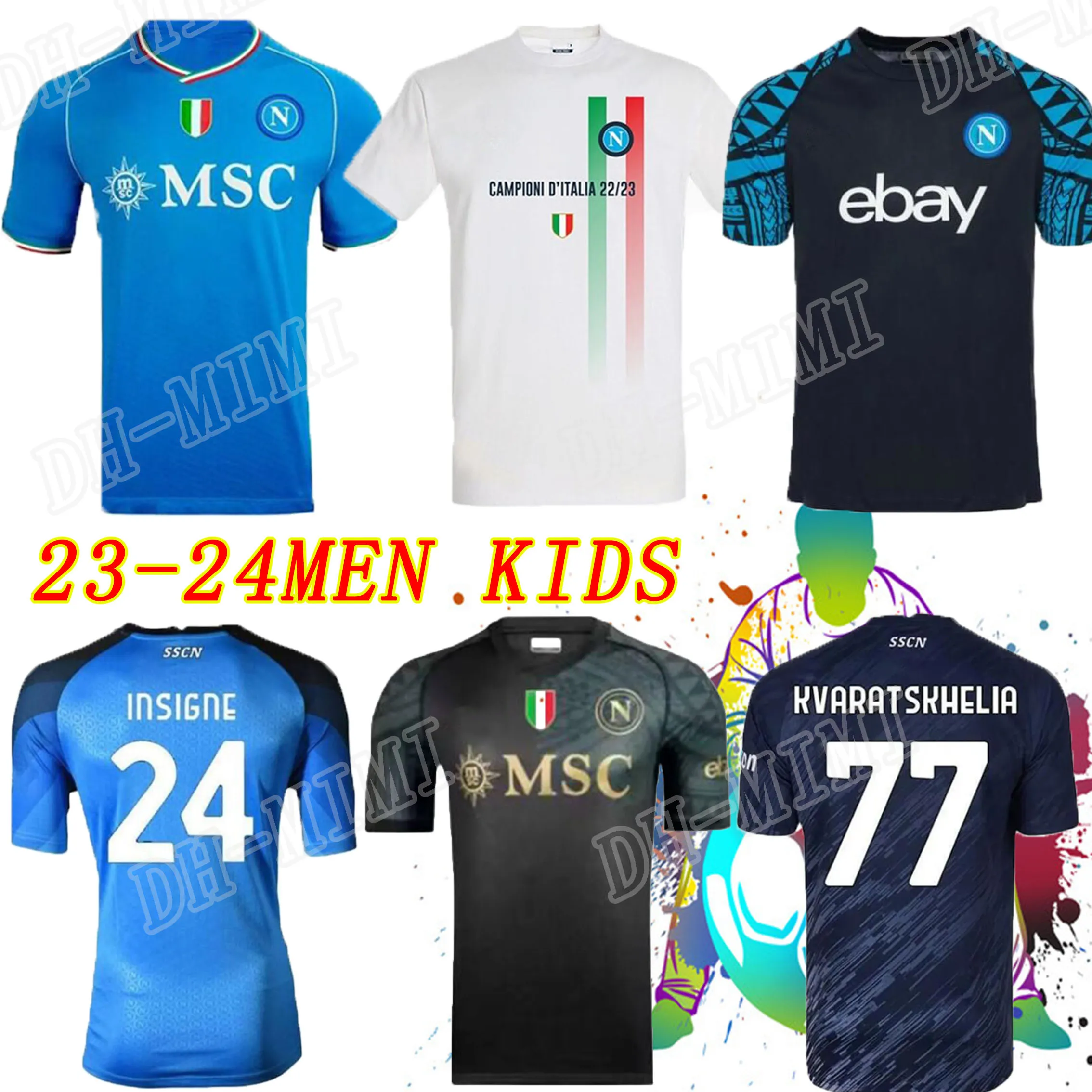23 24 Fußballtrikots KVARATSKHELIA Neapel Maglietta Politano Di Lorenzo MAGLIA MERTENS Fußball Herren Kinder Kits Socke voll
