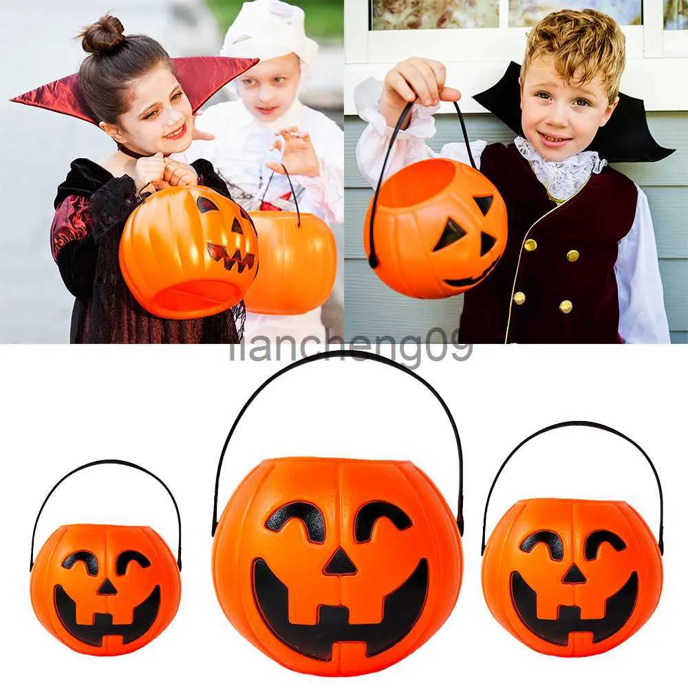 Party Decoration Halloween Pumpkin Bucket for Candy Snack Gift Holder Portable Boxes Trick or Treat Kids Packaging Halloween Decoration Supplies x0905